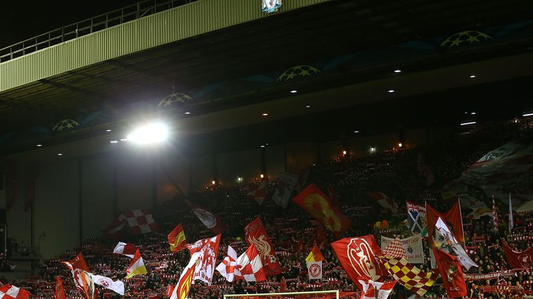 General View of the Kop prior to the UEFA Champions League Group B match between Liverpool and Real Madrid CF