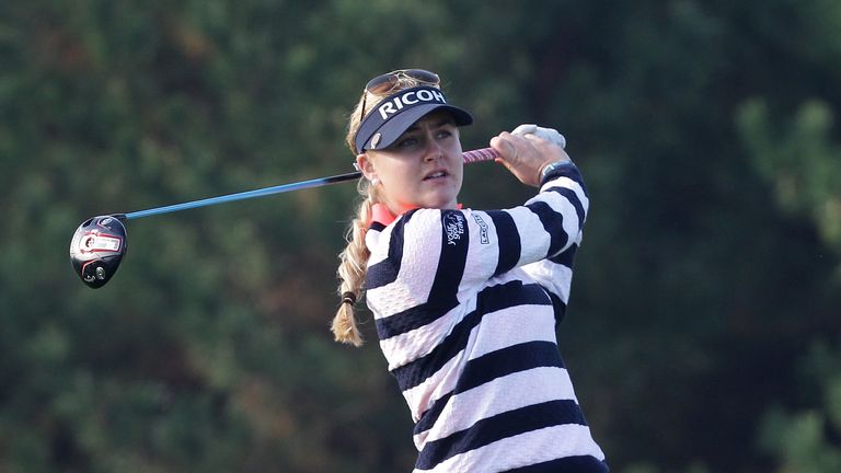 INCHEON, SOUTH KOREA - OCTOBER 15:  Charley Hull of England plays a tee shot on the second hole during the first round of LPGA KEB-HanaBank Championship at