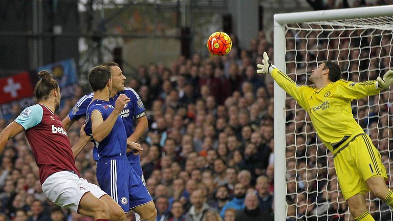 Andy Carroll scores for West Ham against Chelsea