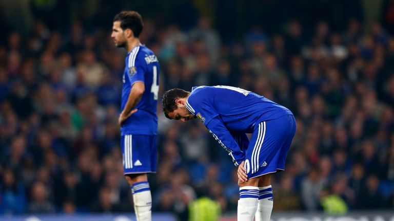 Eden Hazard and Cesc Fabregas show their dejection against Southampton
