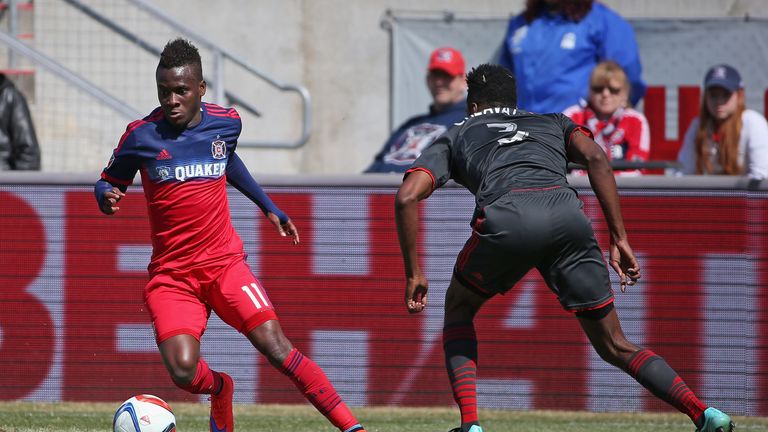 David Accam (left) has been one of the bright sparks in Chicago Fire's season
