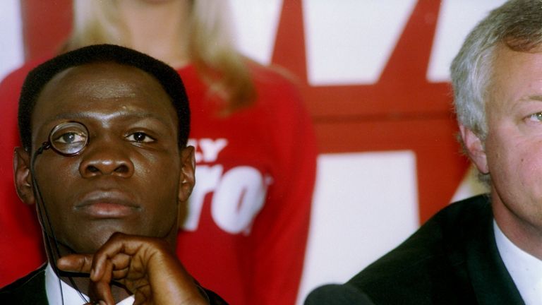 Undated:  Boxer Chris Eubank looks on. Mandatory Credit: Holly Stein  /Allsport