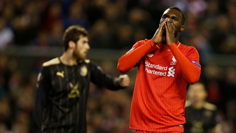 Liverpool's Christian Benteke looks dejected after a missed chance 