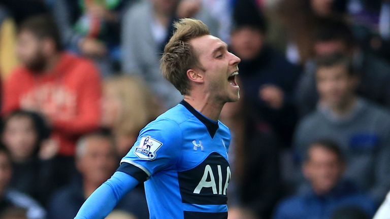 Tottenham Hotspur's Christian Eriksen celebrates scoring his side's second goal of the game 