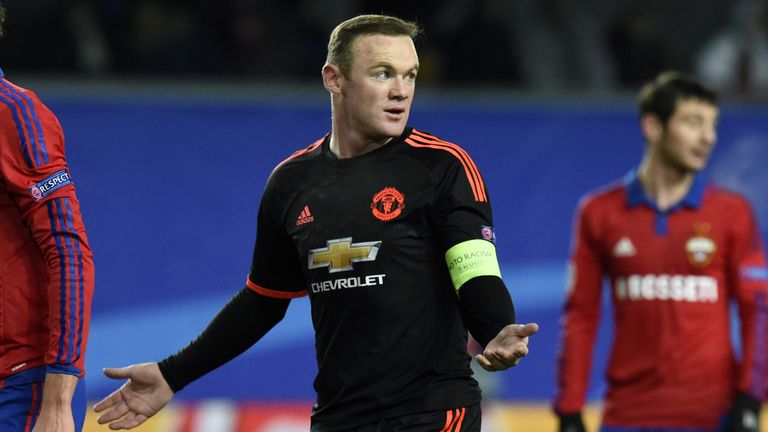 Wayne Rooney reacts to falling behind against CSKA Moscow