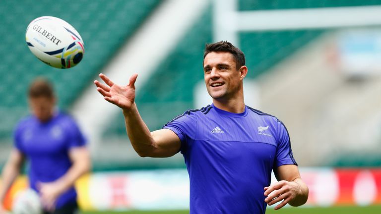 Dan Carter of the New Zealand during an All Blacks Captain's Run at Twickenham Stadium on October 30 2015