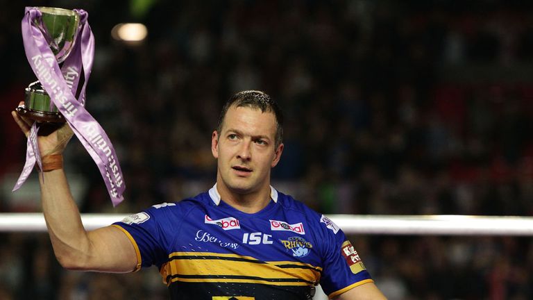 MANCHESTER, ENGLAND - OCTOBER 10:  Danny McGuire of Leeds Rhinos wins the Man of the Match in the First Utility Super League Grand Final between Leeds Rhin