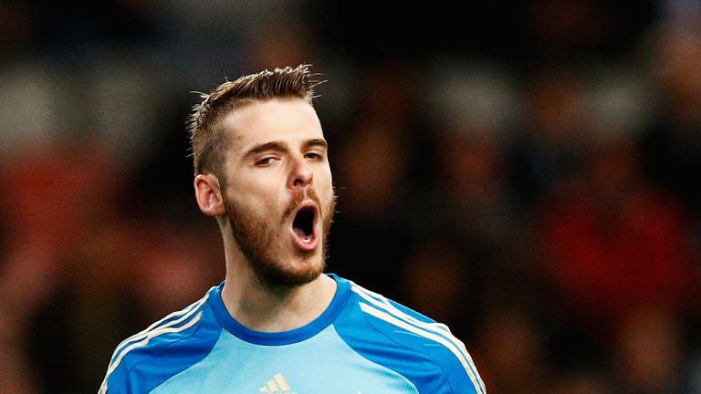 David de Gea of Spain looks on during the international friendly match between the Netherlands and Spain held at Amster
