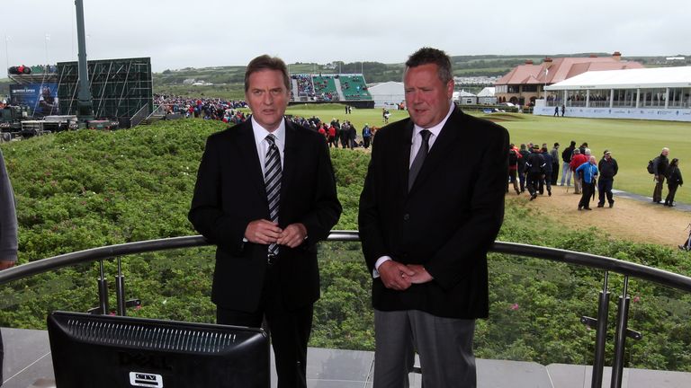 David Livingstone and Richard Boxall in the studio at Portrush for the 2012 Irish Open. Sky Sports will broadcast the 2019 Open live