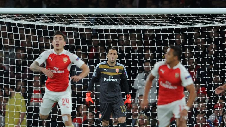 LONDON, ENGLAND - SEPTEMBER 29:  David Ospina of Arsenal during the match between Arsenal and Olympiacos on September 29, 2015 in London, 