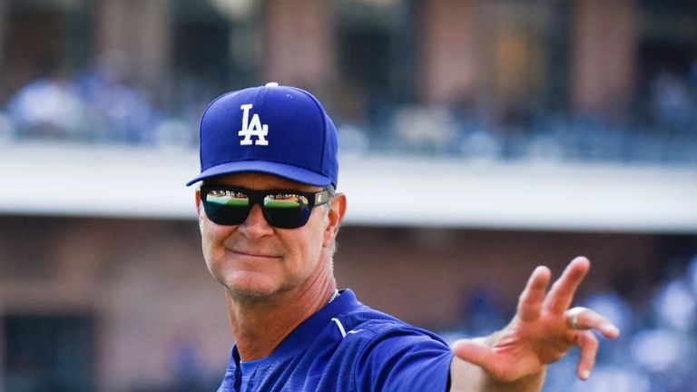 SAN DIEGO, CA - SEPTEMBER 5:  Manager Don Mattingly #8 of the Los Angeles Dodgers waves to fans before a baseball game against the San Diego Padres at Petc