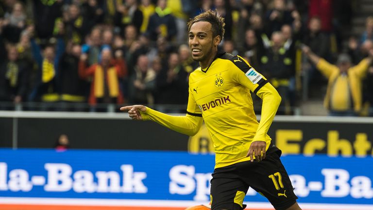 Dortmund's  Pierre-Emerick Aubameyang celebrates after scoring