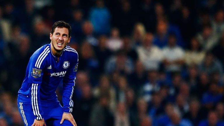 Eden Hazard of Chelsea shows his dejection