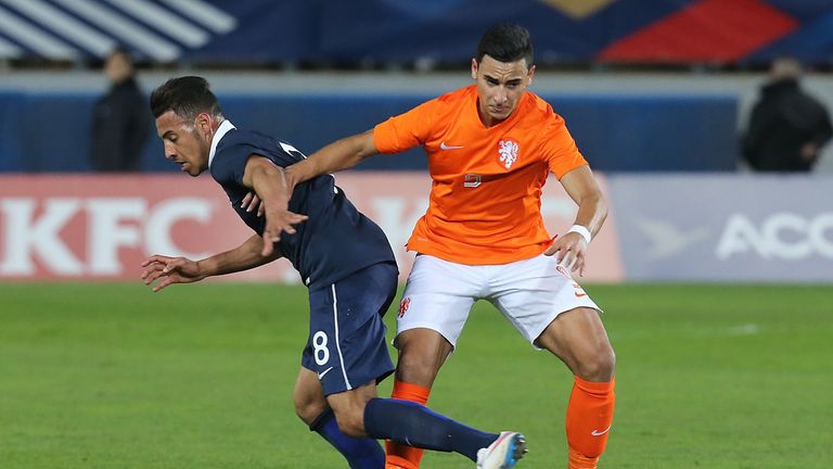 Anwar El-Ghazi in action for Netherlands U21s in a friendly against France