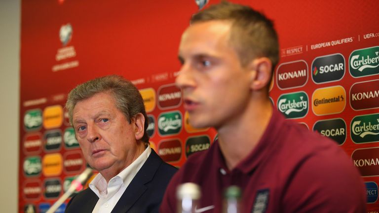 England manager Roy Hodgson looks on as Phil Jagielka is confirmed as captain for the game against Lithuania