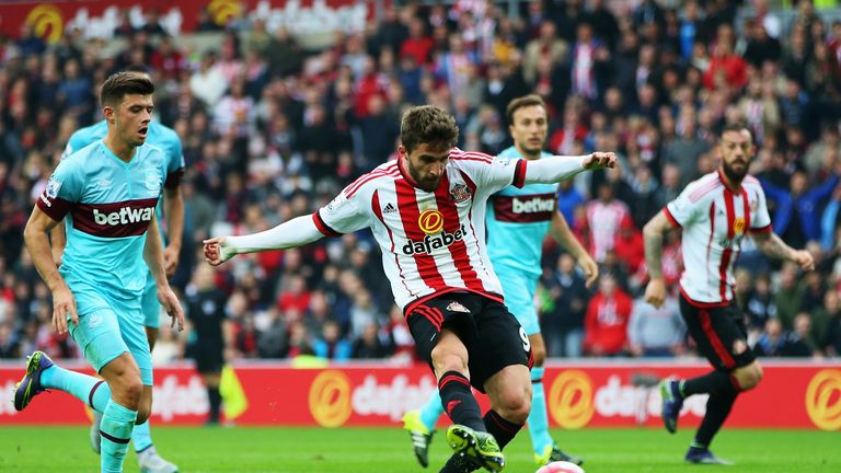 Fabio Borini of Sunderland shoots at goal