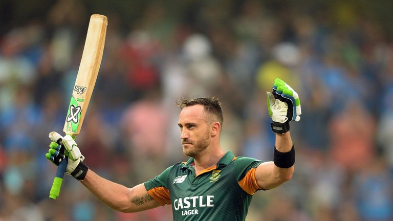 South Africa's Faf du Plessis celebrates his ton