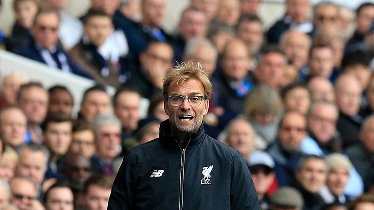 Liverpool's manager Jurgen Klopp gestures on the touchline during the Premier League match at White Hart Lane