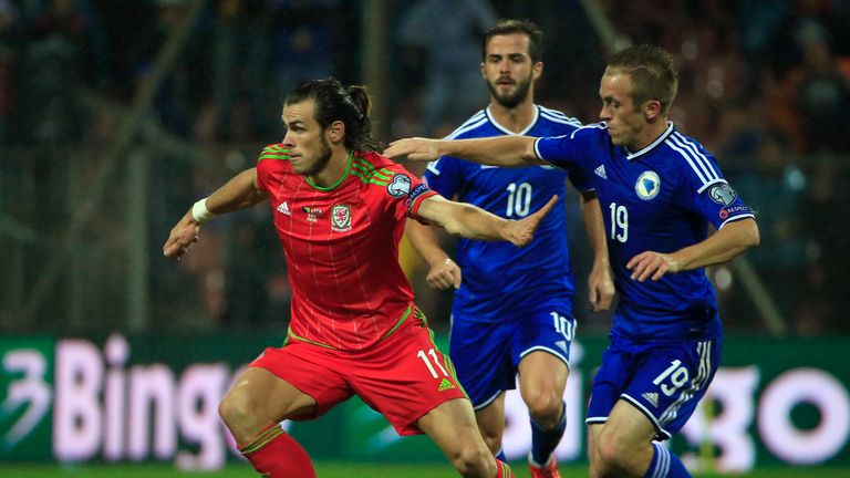 Gareth Bale in action for Wales against Bosnia-Herzegovina