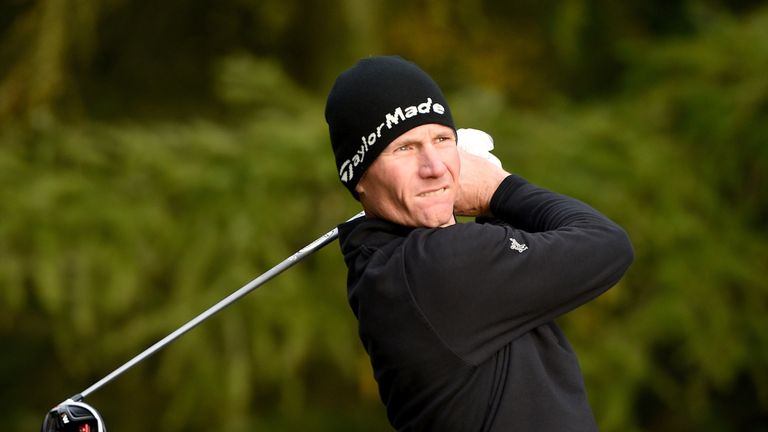 WOBURN, ENGLAND - OCTOBER 08:  Garth Mulroy of South Africa in action during the first round of the British Masters at Woburn Golf Club on October 8, 2015 