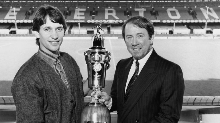 Gary Lineker of Everton has been chosen as player of the year by his fellow footballers, with Everton manager Howard Kendall