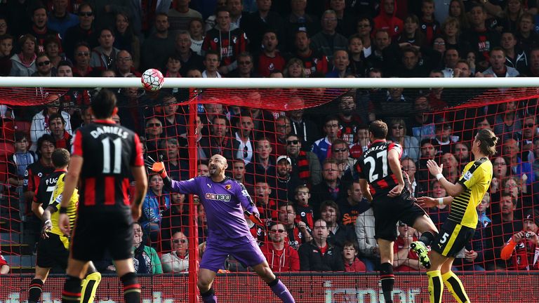 Glenn Murray (Second right) heads Bournemouth off the mark against Watford 