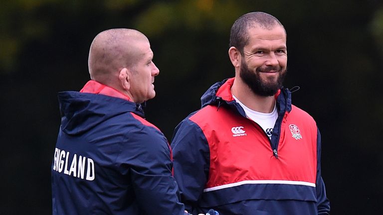England coaches Andy Farrell (right) and Graham Rowntree