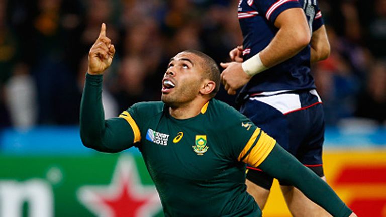 Bryan Habana has now levelled Jonah Lomu's record of 15 World Cup tries