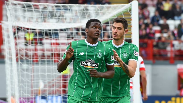 Celtic defender Dedryck Boyata (left) celebrates after equalising for his side