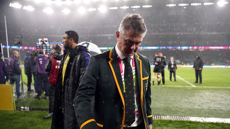 South Africa coach Heyneke Meyer after the Rugby World Cup Semi Final v New Zealand at Twickenham