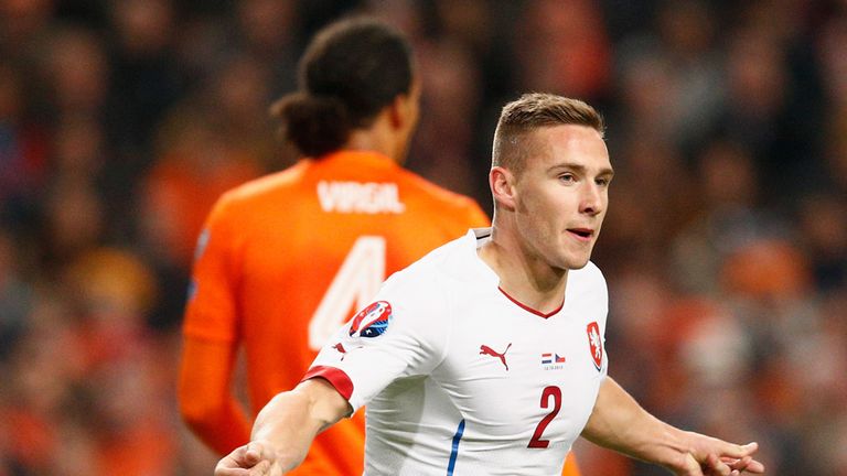 Pavel Kaderabek celebrates the Czech Republic's opening goal