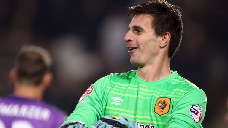 Hull City goalkeeper Eldin Jakupovic celebrates 