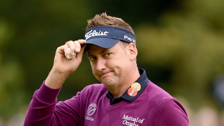 Ian Poulter of England on the par four 18th hole during the third round of the British Masters at Woburn Golf Club 