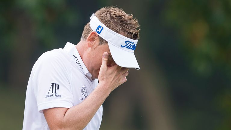 Ian Poulter's frantic dash to Hong Kong caught up with him as he slipped 11 shots off the pace