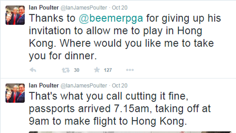 Ian Poulter left it late for his trip to Hong Kong