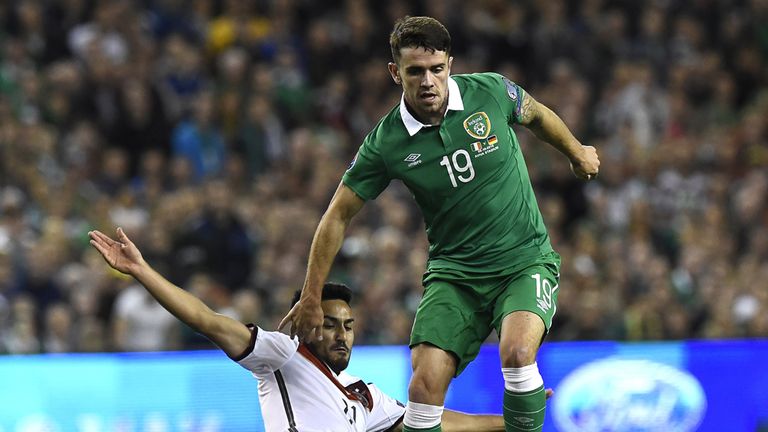 Ilkay Gundogan tackles Robbie Brady 