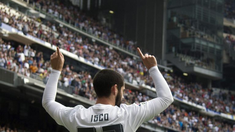 Real Madrid midfielder Isco celebrates