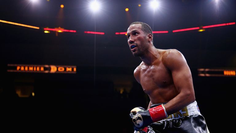 James DeGale in action during his super middleweight fight against Andre Dirrell at Agganis Arena at Boston University