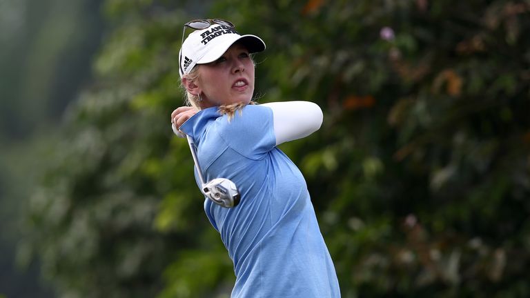 KUALA LUMPUR, MALAYSIA - OCTOBER 11:  Jessica Korda of USA watches her tee shot on the 4th hole during the final round of the Sime Darby LPGA Tour at Kuala