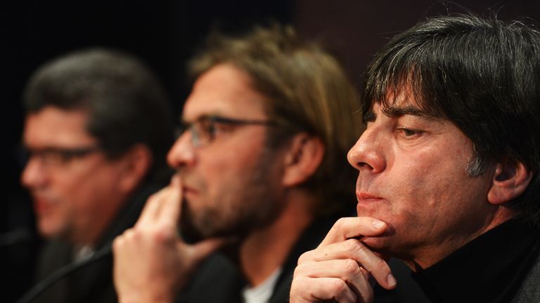 Joachim Low (right) feels Jurgen Klopp would be able to forge an emotional bond with the Anfield supporters - if he is given the Liverpool job