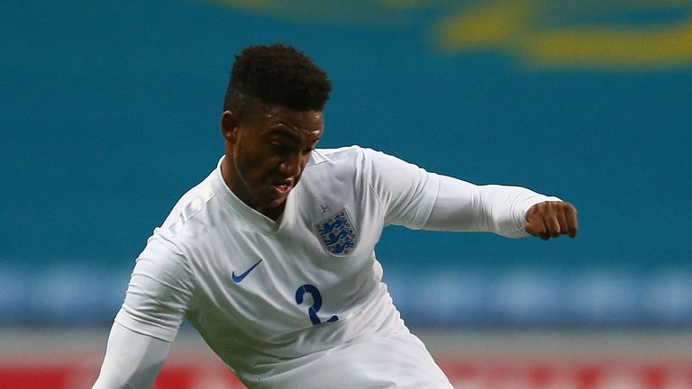Joe Gomez of England in action  during the European Under 21 Qualifier match between England U21 and Kazakhstan U21 at Ric