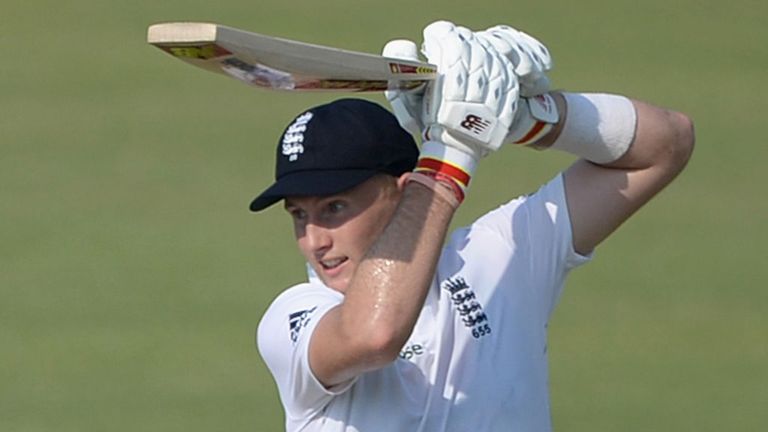 Joe Root drives off the back foot in England's first warm-up match against Pakistan A