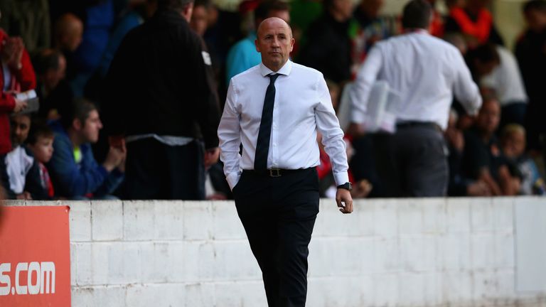 Accrington Stanley manager John Coleman during the Capital One Cup First Round match between Accrington Stanley and Hull 