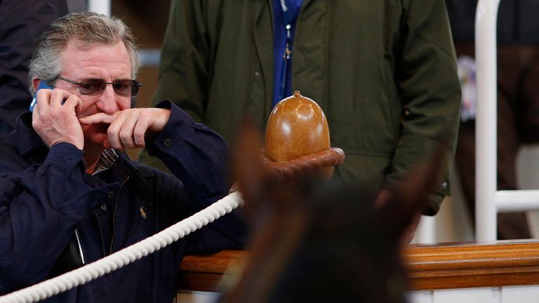 NEWMARKET, ENGLAND - OCTOBER 06: John Ferguson during the Tattersalls auction sales in Newmarket on October 06, 2015 in Newmarket, England. (Photo by Alan 