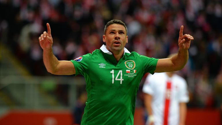 Republic of Ireland's Jon Walters celebrates scoring from the penalty spot