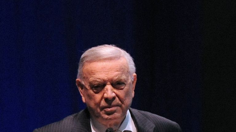 Brazil's football confederation president, Jose Maria Marin, delivers a speech during the 65th Ordinary Congress of the CONMEBOL,