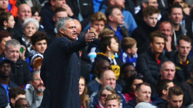 Jose Mourinho of Chelsea gestures