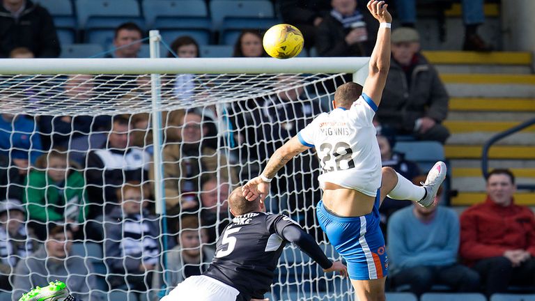 Josh Magennis (right) opens scoring for Kilmarnock against Dundee
