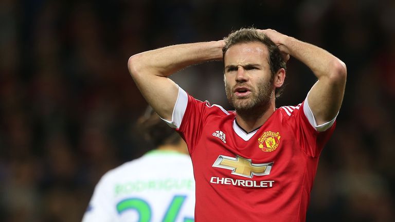 Juan Mata of Manchester United reacts