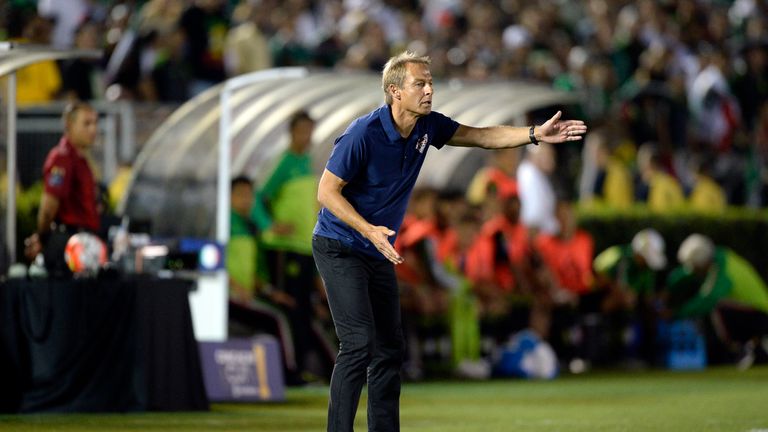 PASADENA, CA - OCTOBER 10: Jurgen Klinsmann, head coach of the United States, reacts from the sideline during the second overtime period of the 2017 FIFA C